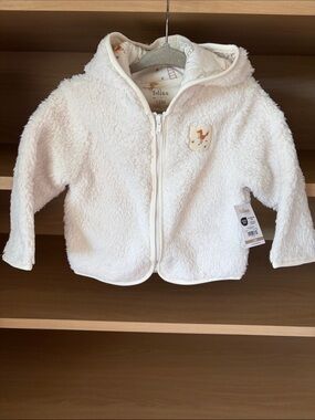 NWT•Bliss by Garanimals Baby Zip-Up Fleece Hoodie | Ivory | 12M